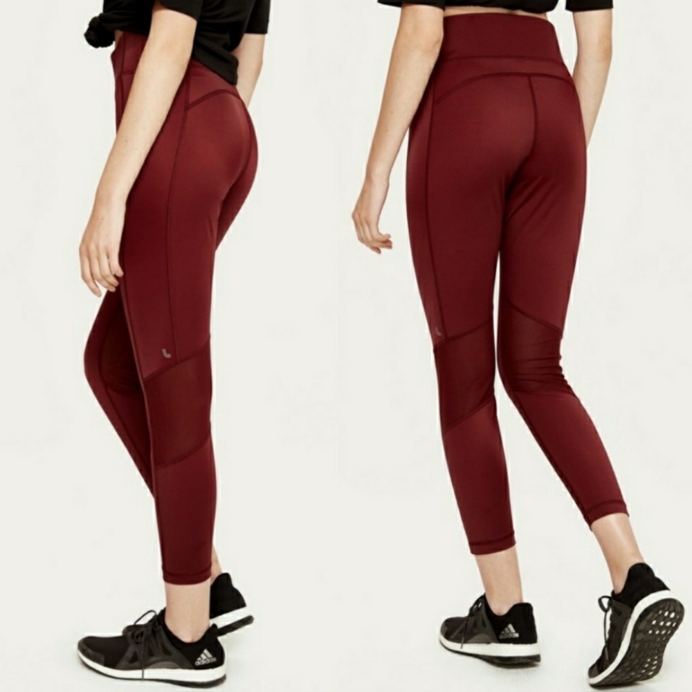 Lole Burst Wine Pockets Ankle Pants Leggings Small Activewear